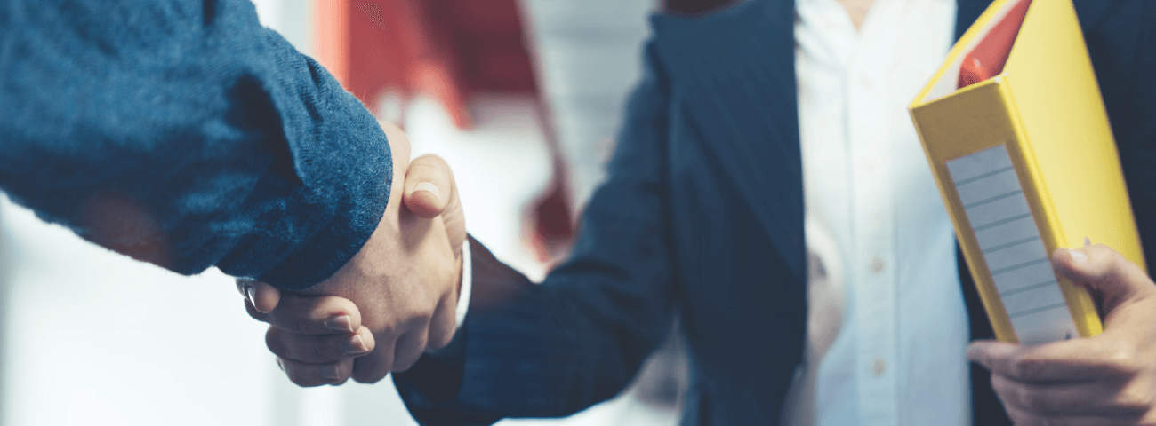 Two businessmen shaking hands.